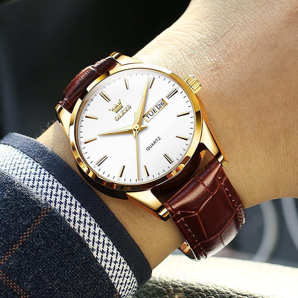 Men's Wristwatch, Business Watch, Leather Band, Stylish, Waterproof, Calendar Display, Luminous Design, Best Gift for Men