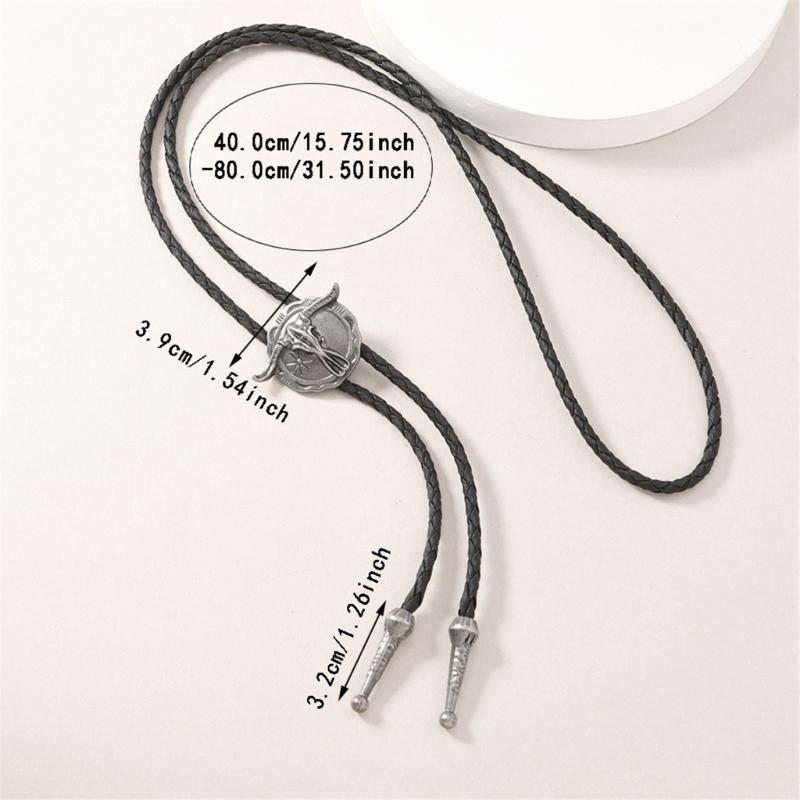Moderno Cravattino Bolo Occidentale Gioiello per Collare Ciondolo Inciso Cordino Catena per Camicia da Uomo Outfit da Lavoro e Casual