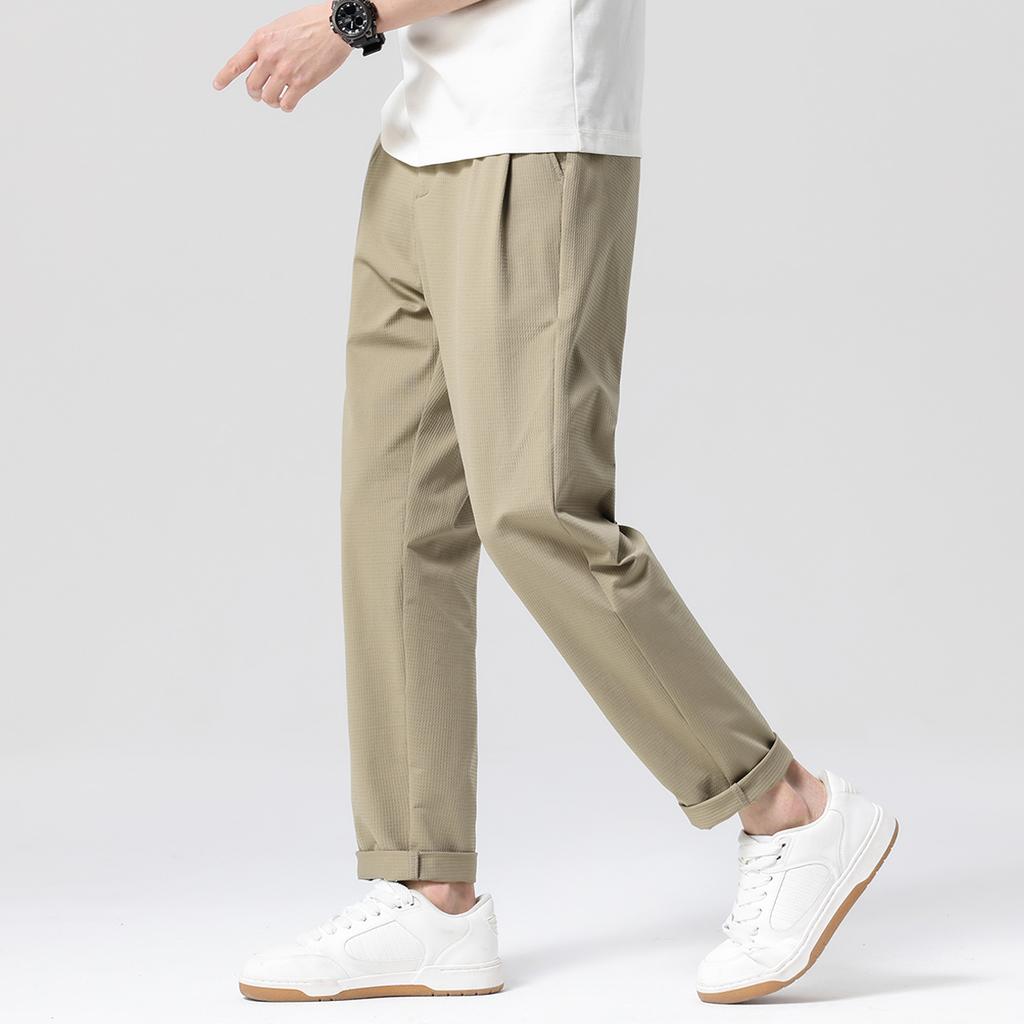 Three Dimensional Jacquard Plaid Skin-Friendly Tapered Men's Casual Pants