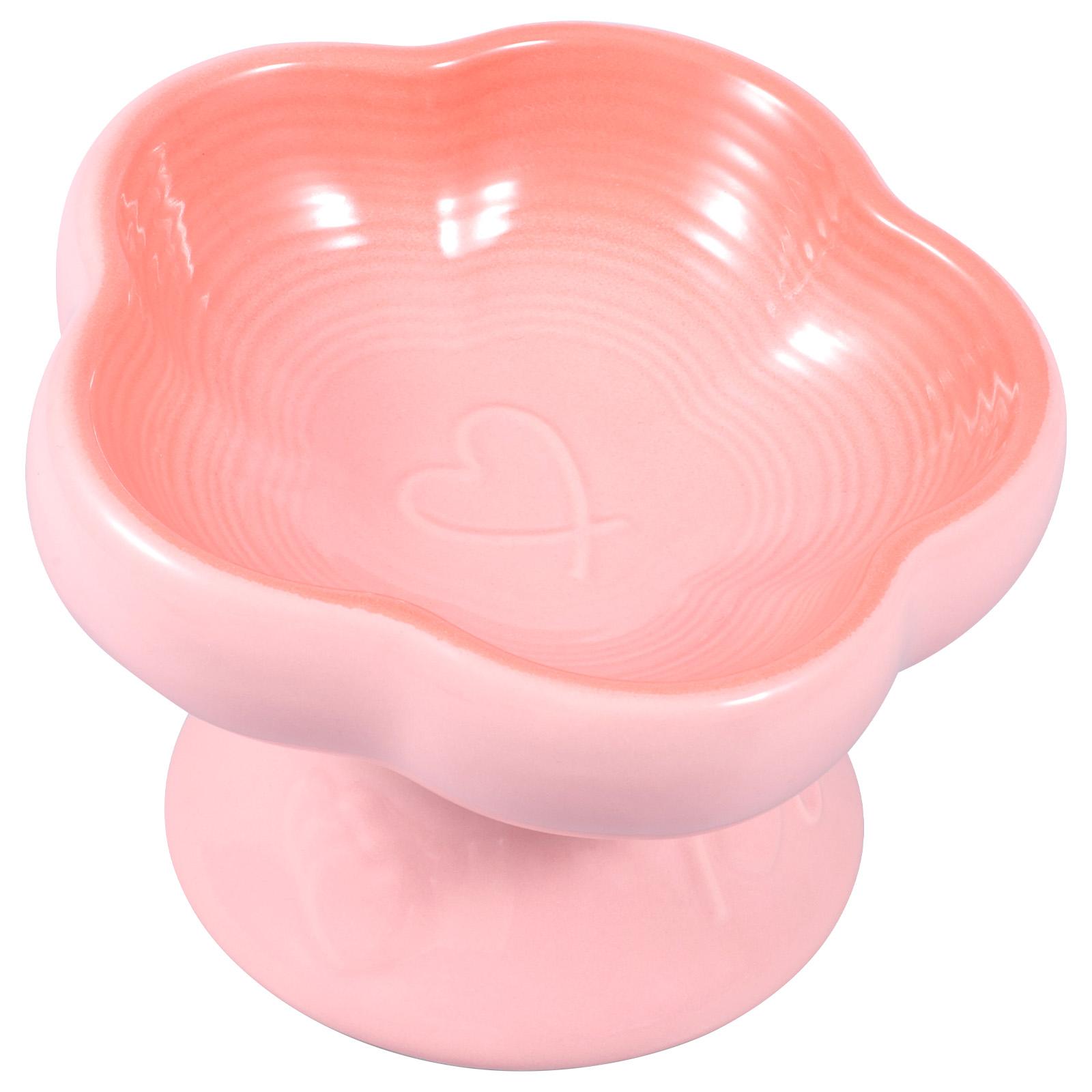 

High Footed Slanted Neck Protection Pet Bowl Ceramic Raised Cat Bowl 230 ml 15° Dog Feeder Bowl for Pet Food Water Feeder рожевий