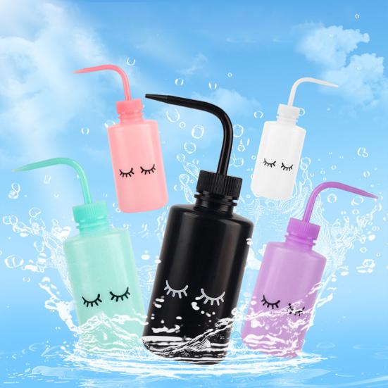 Wimpernreinigungsflasche mit gebogener Düse 250ml Augenbrauen Make-up Entfernung & Wimpernpflegewerkzeug Nachfüllbare Quetschflasche für Schönheitssalon Heimgebrauch