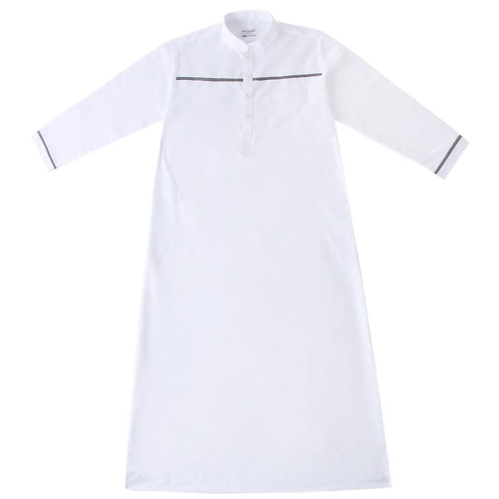 Middle East Casual Men's Stand-Up Collar Robe - Loose Fit, Hot-Selling Back Design