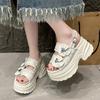 Chic and Elegant Woman Heeled Shoes 2024 Summer Luxury Designer Platform Sandals Girls Rome Casual Black Gladiator Wedge Fashion