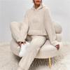 Herfst en Winter Effen Kleur Dameskleding, Hoodie Lange Mouw Patch Zak Casual Broek Thuis Tweedelige Set
