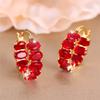 Luxury Female Red Stone Clip Earrings Charm Yellow Gold Color Wedding Jewelry For Women