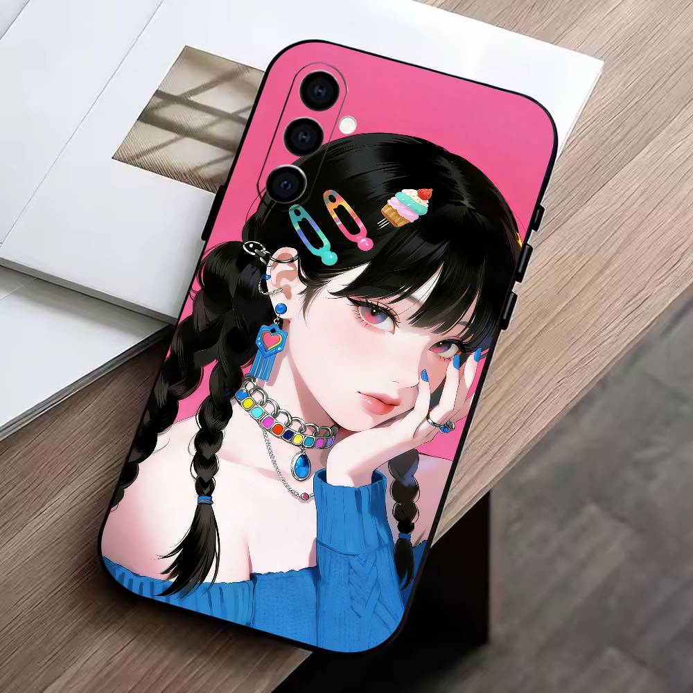 cute girl  Phone Case For Samsung Galaxy A73,A72,A71,A70,A53,A52,A51,Soft Silicone Black Cover