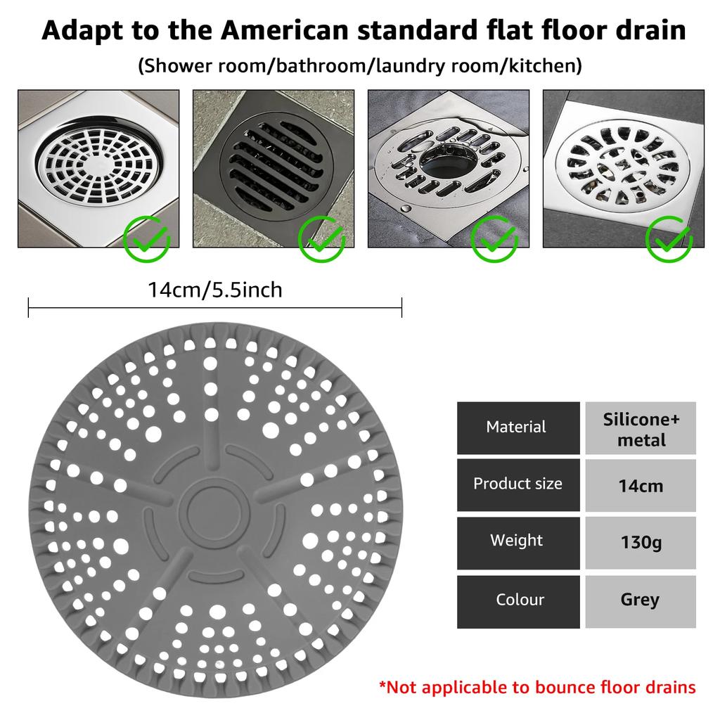 2Pcs Shower Drain Hair Catcher Silicone Drain Strainer Universal Bathroom Sink Stopper Strainer Anti Clog Drain Cover Protector