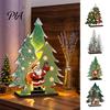 LED Lighted Xmas Tree Wooden Christmas Table Decor with Light, Rustic Standing Sign Indoor Holiday Accents Reindeer Santa Claus for Tiered Tray, Home
