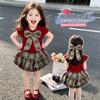 Girls Summer Fashion 2 Piece Set Bow Short Sleeve Top And Bud Pants Casual Outfit For Kids