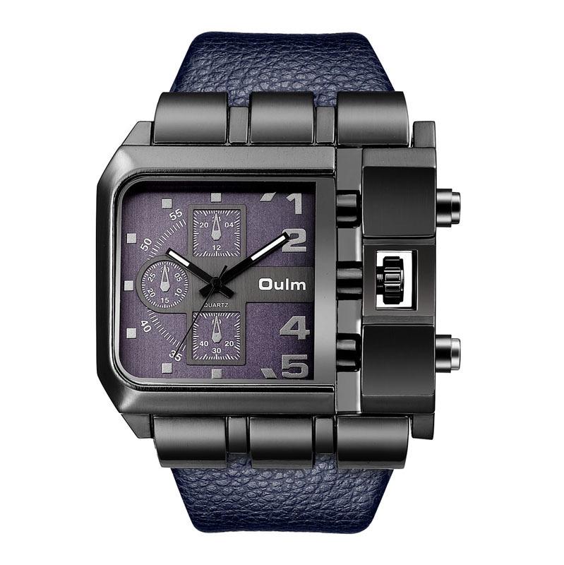 Oulm Men's Large Dial Quartz Watch - Casual Belt with Unique Square Design