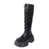 Fashion Women's Mid Calf Boots Padded Shoes Knee High Winter Sneakers Punk Style Military Casual White Black 2024 Lucury Platform Woman