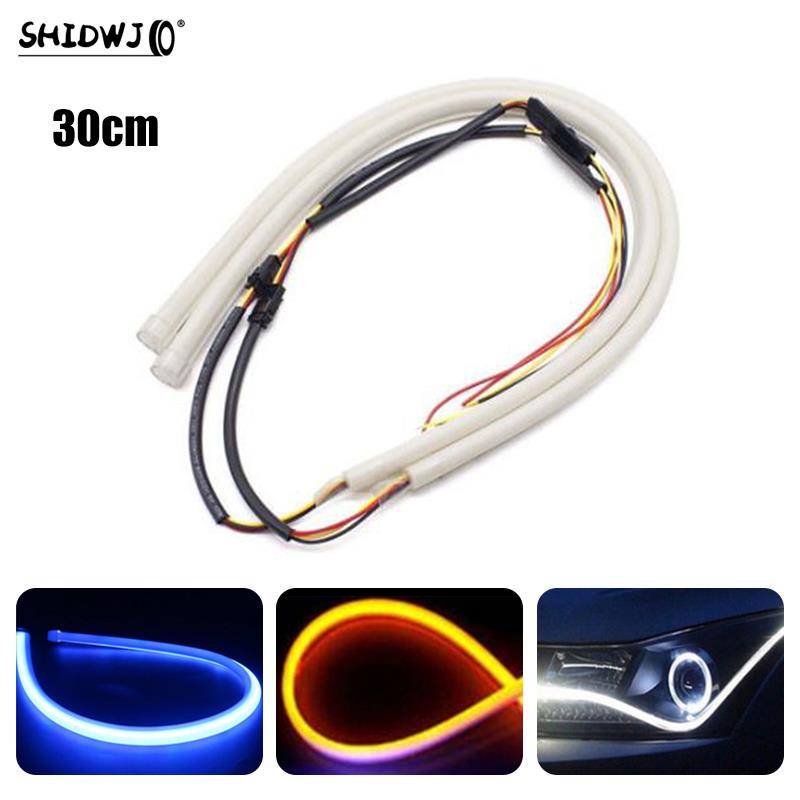 30CM Soft LED Strip Light DRL Flexible LED Tube Strip Daytime Running Lights Turn Signal Angel Eyes Car Styling Singnal Lamp