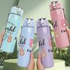 1PC 50th Birthday Retro 1976 Text Print 750ml Color Plastic Sports Water Bottle Leakproof Flip Straw Lid Suitable for Sports Office Home Use