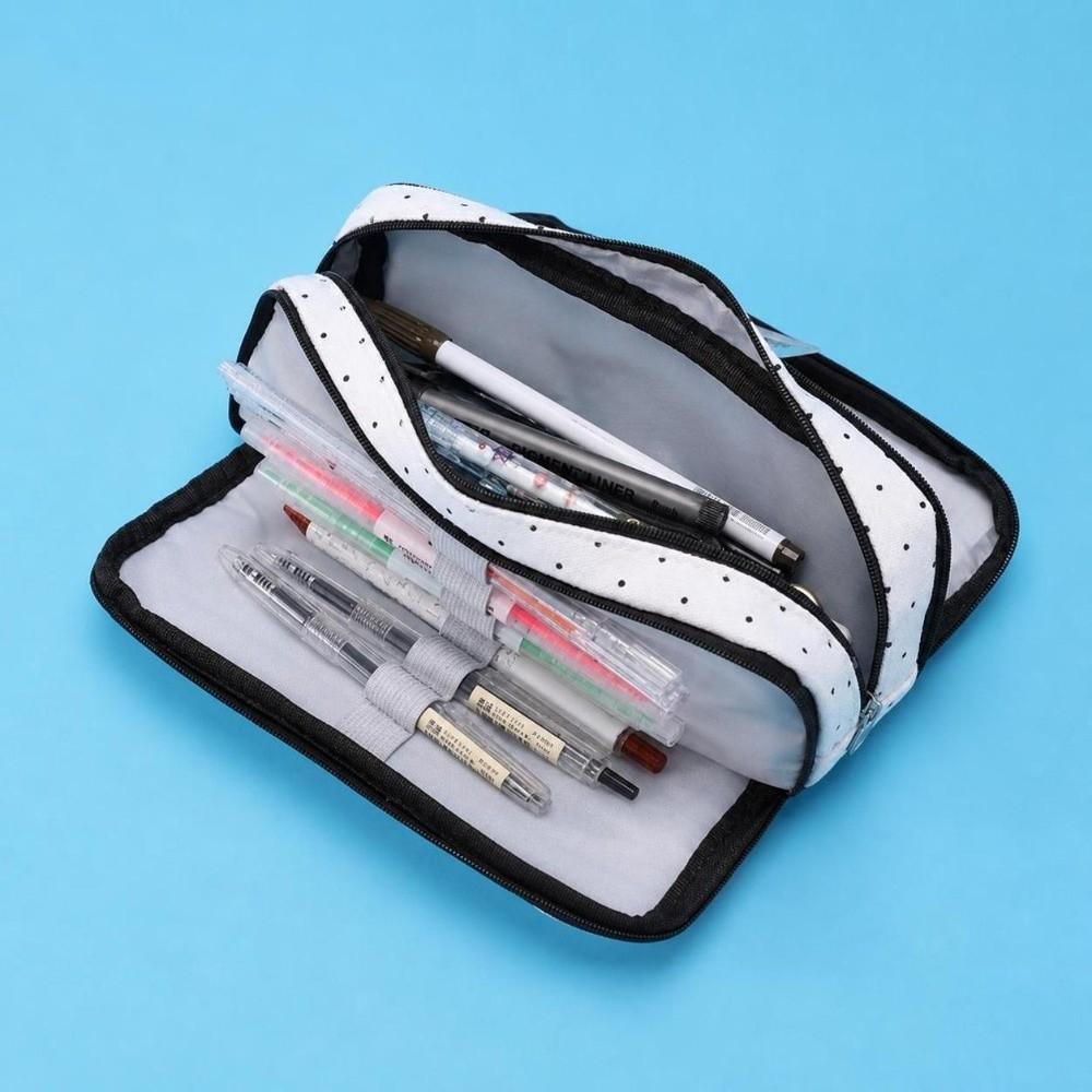 4 Compartments Pencil Pouch Zipper Closure Pen Case Large Pencil Bag  For Girls