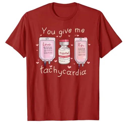 Смешная мужская модная графическая футболка Y2k Топ Одежда для девушек Ты вызываешь у меня тахикардию Жизнь медсестры ОРИТ Футболка на День святого Валентина Подарок S