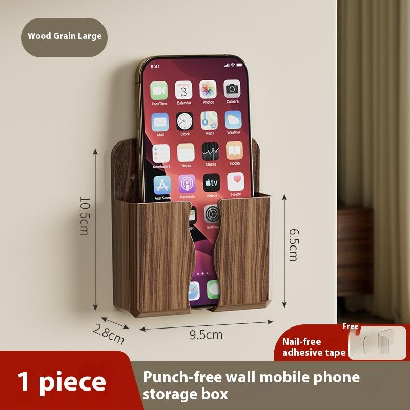 

Punchless Wall Mounted Mobile Phone Charging Case Bracket Pasted Remote Control Base Bathroom Storage Rack Holder