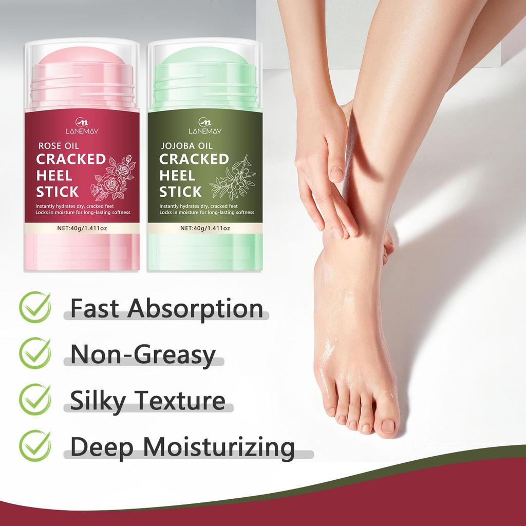 Rose Oil Cracked Heel Stick-Instantly Hydrates Dry, Craked Feet-Locks In Moisture For Long-lasting Softness-40g+40g