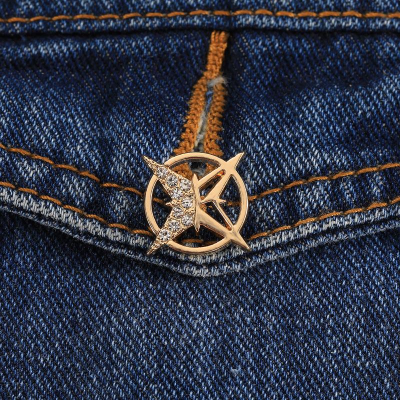 Six-Pointed Star Brooch Rhinestone Metal Lapel Pin for Men Women Suit Corsage Shirt Collar Button Office Leisure Jewelry