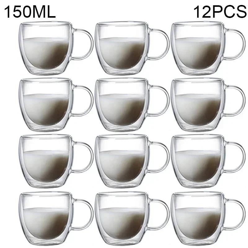 80ML/150ML 2-18PCS Double Wall Glass Kung Fu Tea Cup Transparent Coffee Milk Water Mug High Borosilicate Glass Drinkware Tea Set