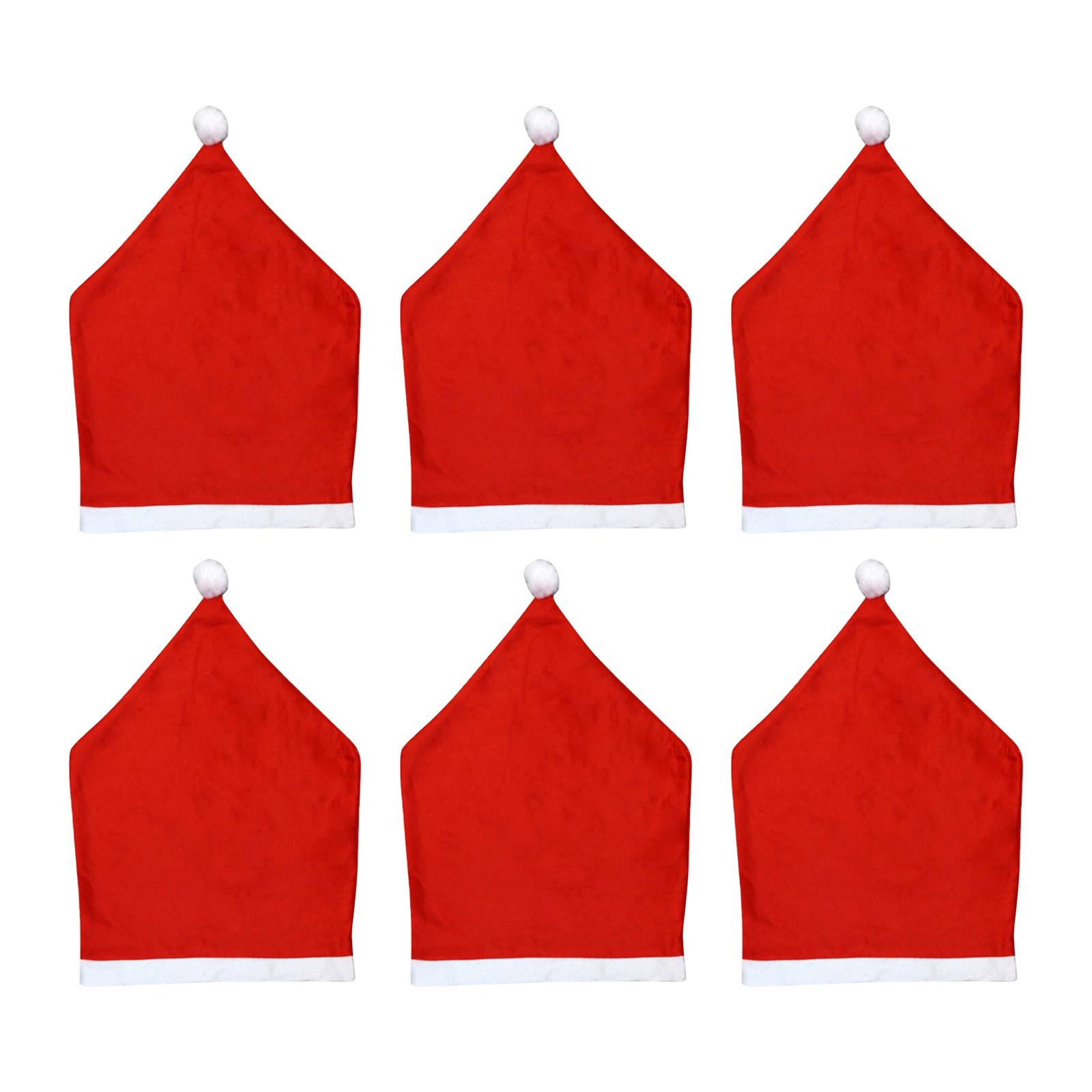 

Рождественские чехлы на стулья, набор из 6 штук, чехлы на спинки стульев в красно-белой шляпе для рождественского праздника, фестиваля, кухни, барной стойки, табуретов, украшений для столовой One Size красный