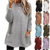 Women's Fleece Sweatshirt with Pockets Long Sleeve Cozy Pullover Casual Fall Winter Top