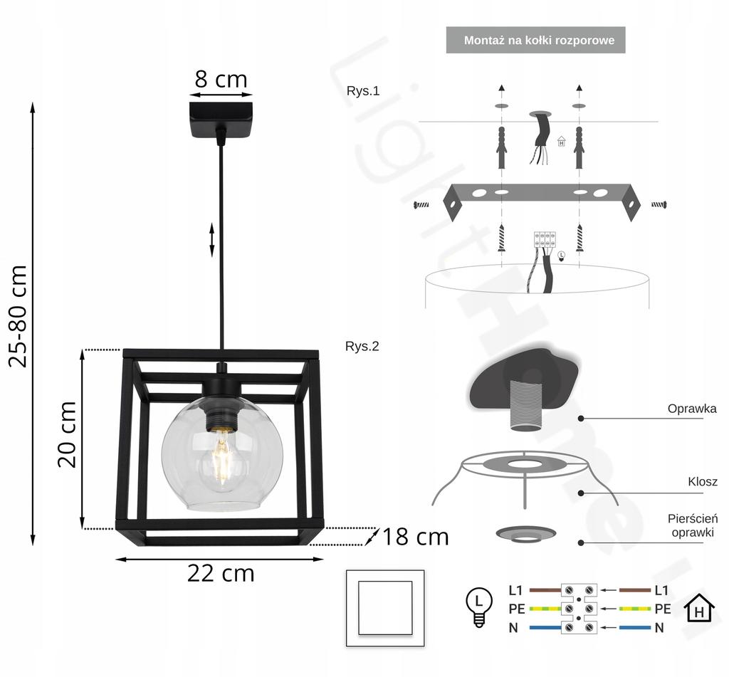 HANGING LAMP CAGE ELEGANT GLASS BALL