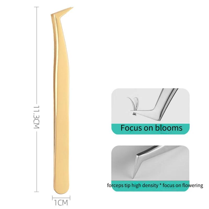 1 Pcs Golden Eyelash Extension Tweezers Stainless Steel 3D Precise Clip Eyelash Tweezers Eyelash Extension Supplies Suit Tools