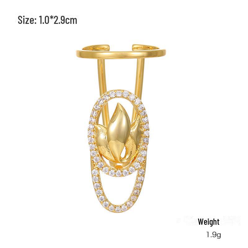 Kenjie Verkupferter, vergoldeter und Zirkonia-eingelegter verstellbarer Nagelring für Damen – europäischer und amerikanischer Stil