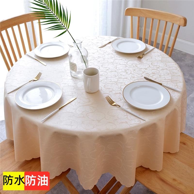 European Style Fabric Wedding Pad Round Household Printed Waterproof Desk Cloth Solid Color Hanging Non Washable Tablecloth