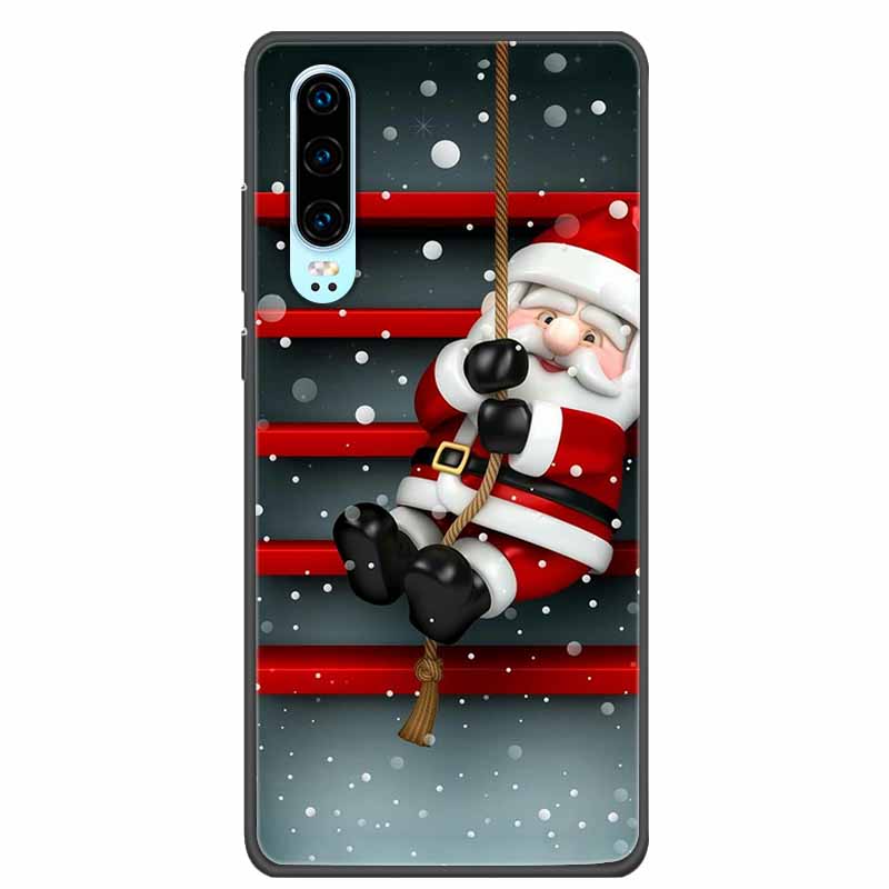 Christmas Phone Cases For Huawei P30 Pro P30 lite Case Black Silicone TPU Soft Cover For Huawei P30 Pro Santa Claus Bumper Funda