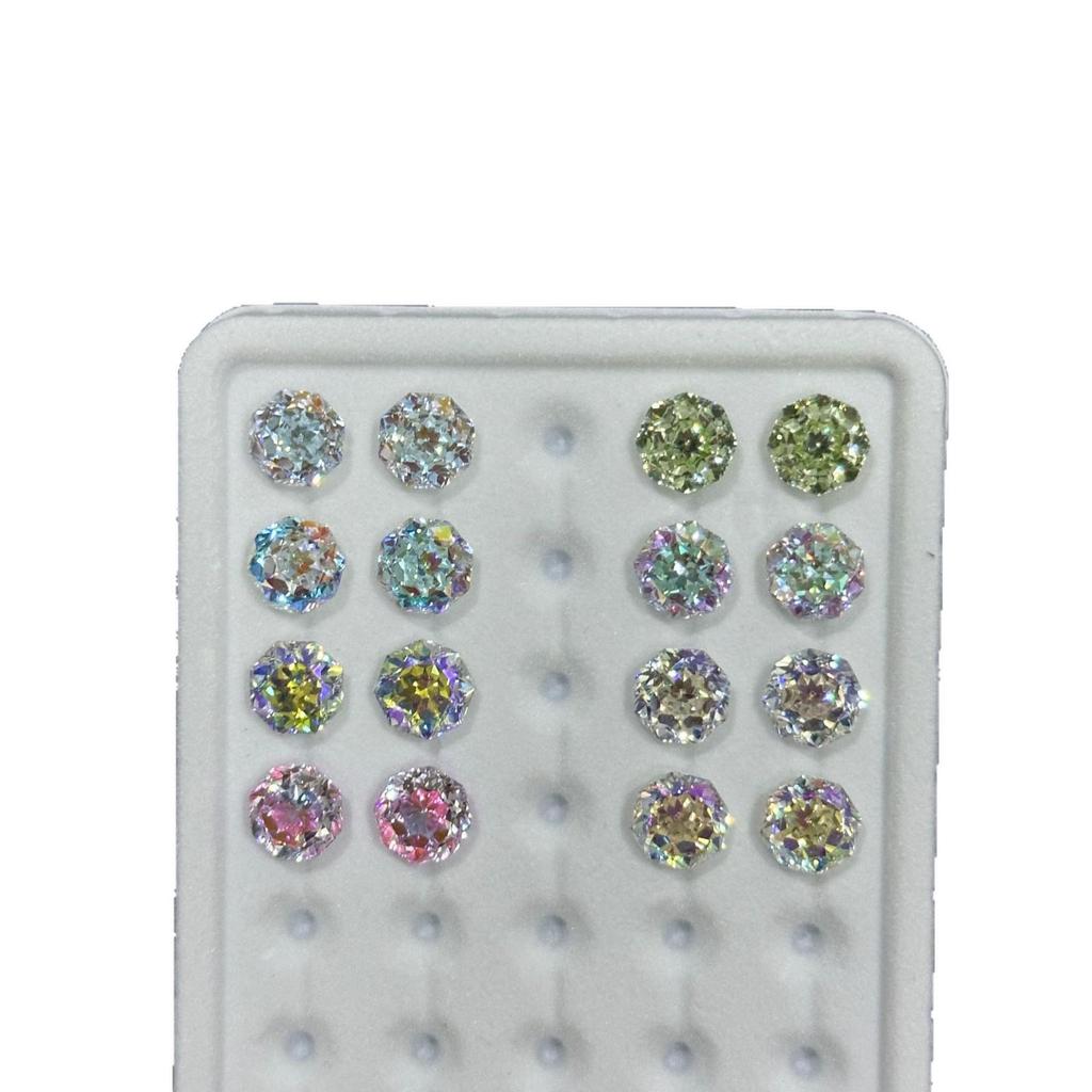 Octagonal Queen Cut Zircon Gem, 6/8mm, Super Sparkle Coated for DIY Jewelry