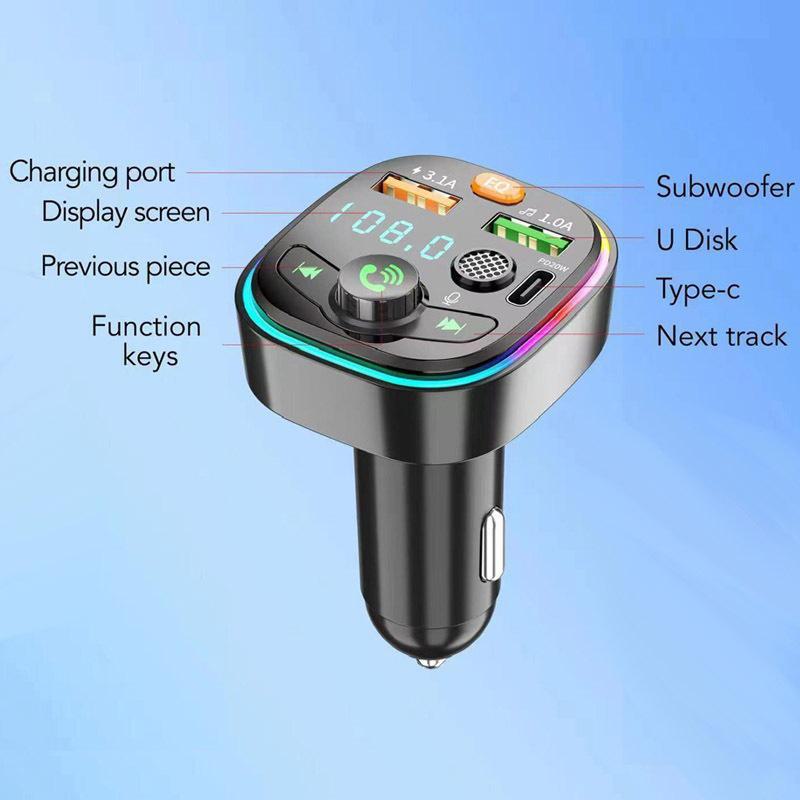 Q6 Fast Charging Bluetooth MP3 Player with Digital Display Car Charger