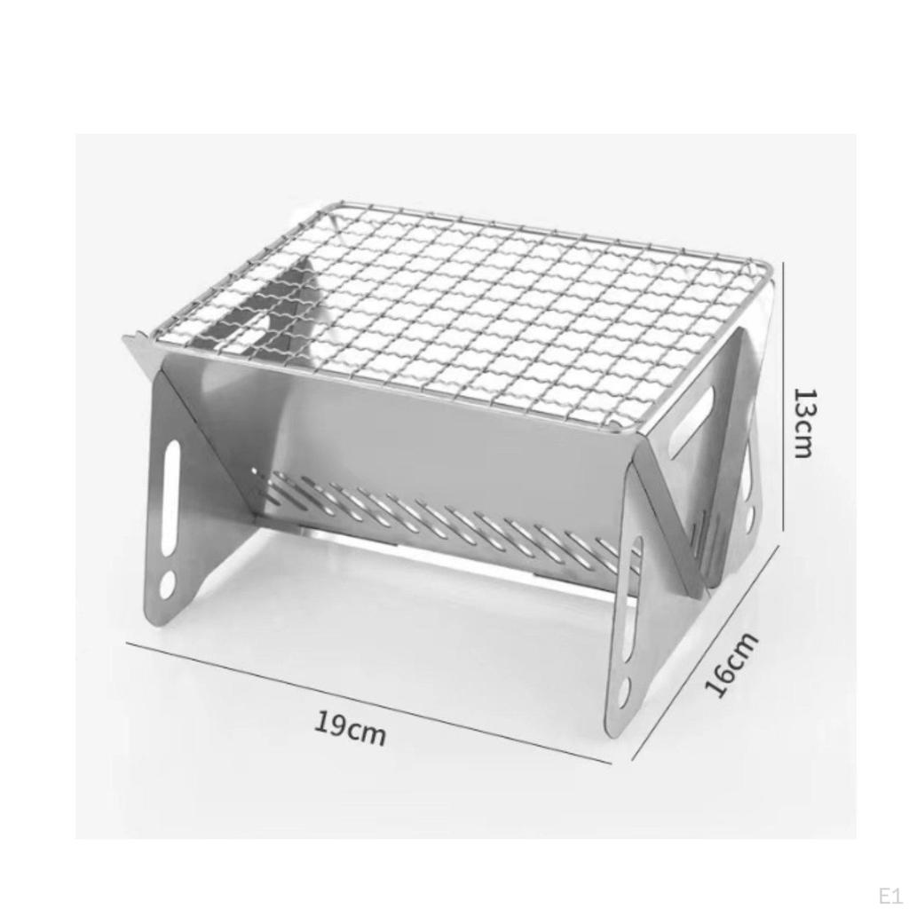 Stainless Steel Camping Grill RustResistant Folding Briquette Easy to Set up Portable