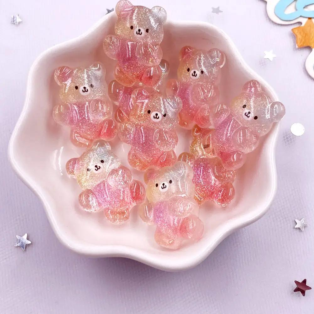 12Pcs Resin Colorful Kawaii Swan Dinosaur Cat Rabbit Butterfly Bear Figurines Flatback Rhinestone DIY Bow Decor Scrapbook Crafts