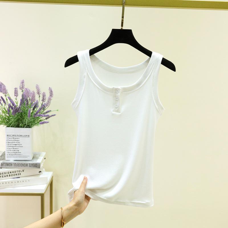 

Women s Slimming U-Neck Sleeveless Vest - Anti-Exposure, Side Coverage M білий