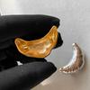 Trendy Gold Plated Croissant Brooches for Men Women Couples Unique Vintage Zircon Food Pins Statement Accessories for Parties