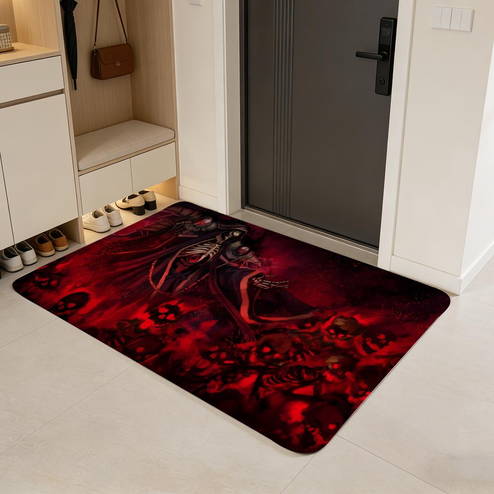 Cartoon O-overlord Floor Mat Flannel Door Mat Non-Slip Absorbent Washable Indoor Home Rug