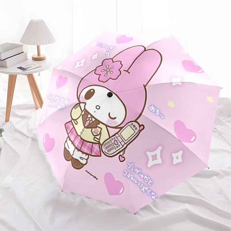 1pc My Melody Automatic Folding Umbrella - Cute Pink Design with Hearts, Stars, and Cherry Blossoms - Perfect for Fans, Travel, Daily Use, and Gifts.H