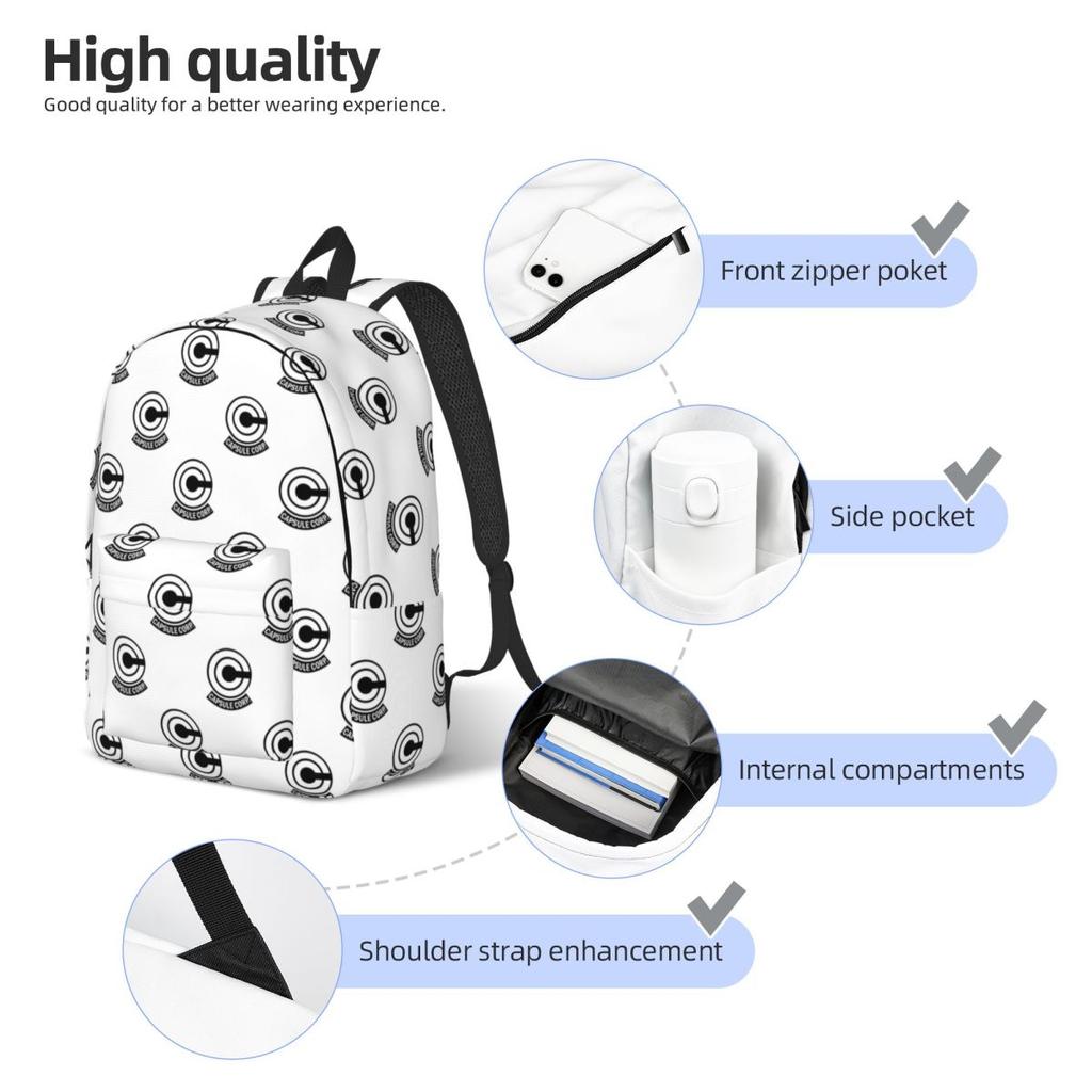 Capsule Corp Logo Backpack Daypack Large Capacity Kids BookBag School Bag Shoulder Bags for Men Women