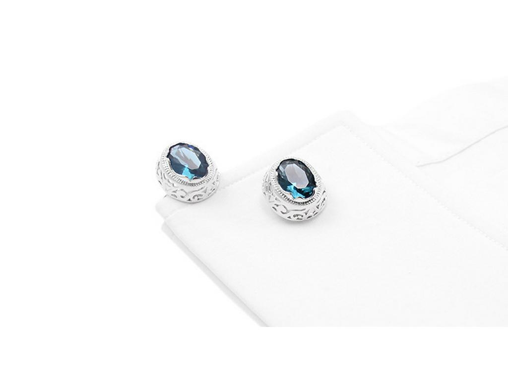 Savvas Men's Red Crystal Cufflinks & Women's Oval Glass Cufflinks Set