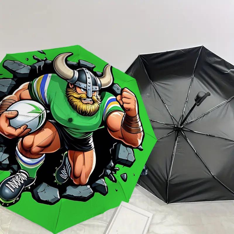 1 Stück Rugby Wikinger Regenschirm - 8 Speichen verstärkt, Automatisches Öffnen, Leicht & Langlebig, Niedliches Modeaccessoire für Draußen - T324
