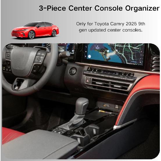 3PCS Center Console Organizer Compatible With 2025 2026 Toyota Camry 9Th Gen Accessories, Armrest Organizer Interior Ert And Under Screen Storage Box