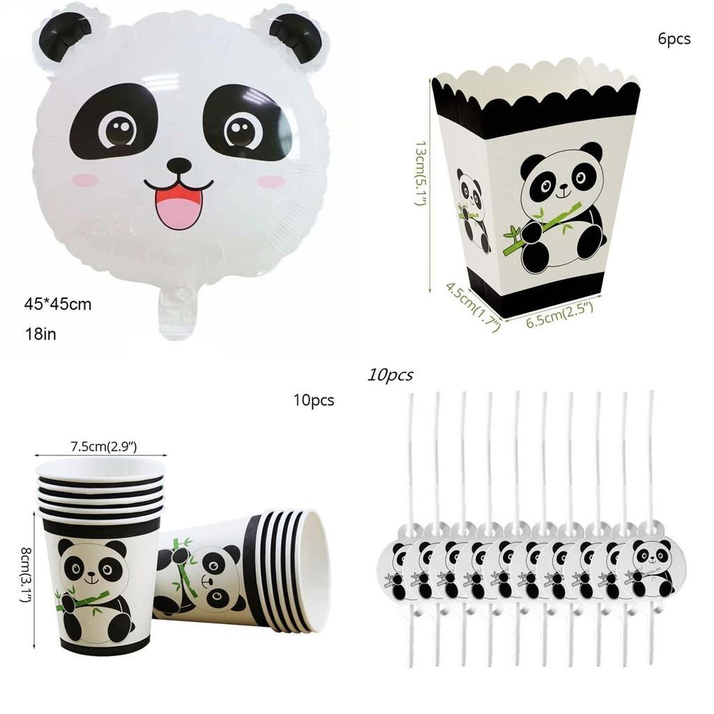 Charmiga tecknade panda festartiklar porslin dekoration för barnens dag festligheter