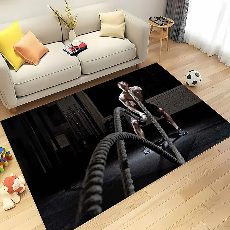 3D Printing GYM Theme Large Area Carpets for Home Living Room Children's Bedroom Sofa Doormat Kitchen Floor Rugs Anti-slipDecor
