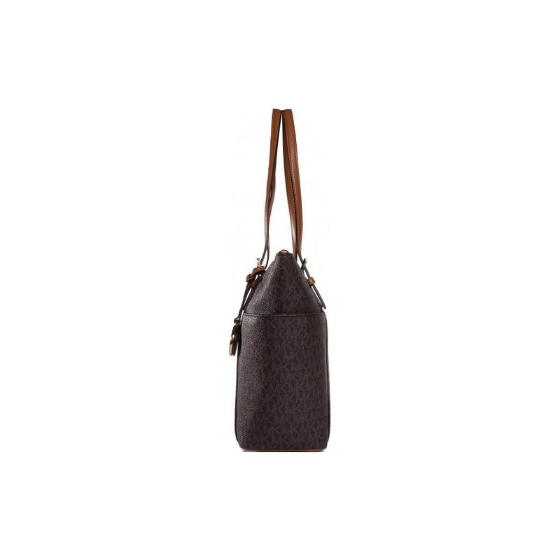 MICHAEL KORS Jet Set Presbyopia printed all over with retro letters LOGO PVC and cowhide leather shoulder strap shoulder handbag regular women's brown