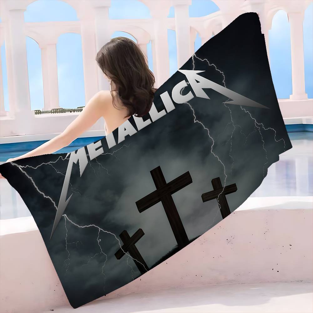 Retro Popular M-metallicaS Band Microfiber Printed Beach Towel Mountain Climbing Yoga Beach Swimming Running Absorbent Towel