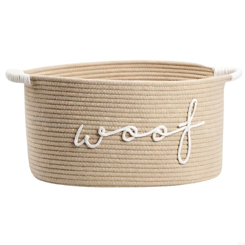 Hand Crafted Cotton Rope Dog Toy Storage Basket Featuring Animal Foot designs And Durable Handles For Home Use P9YB