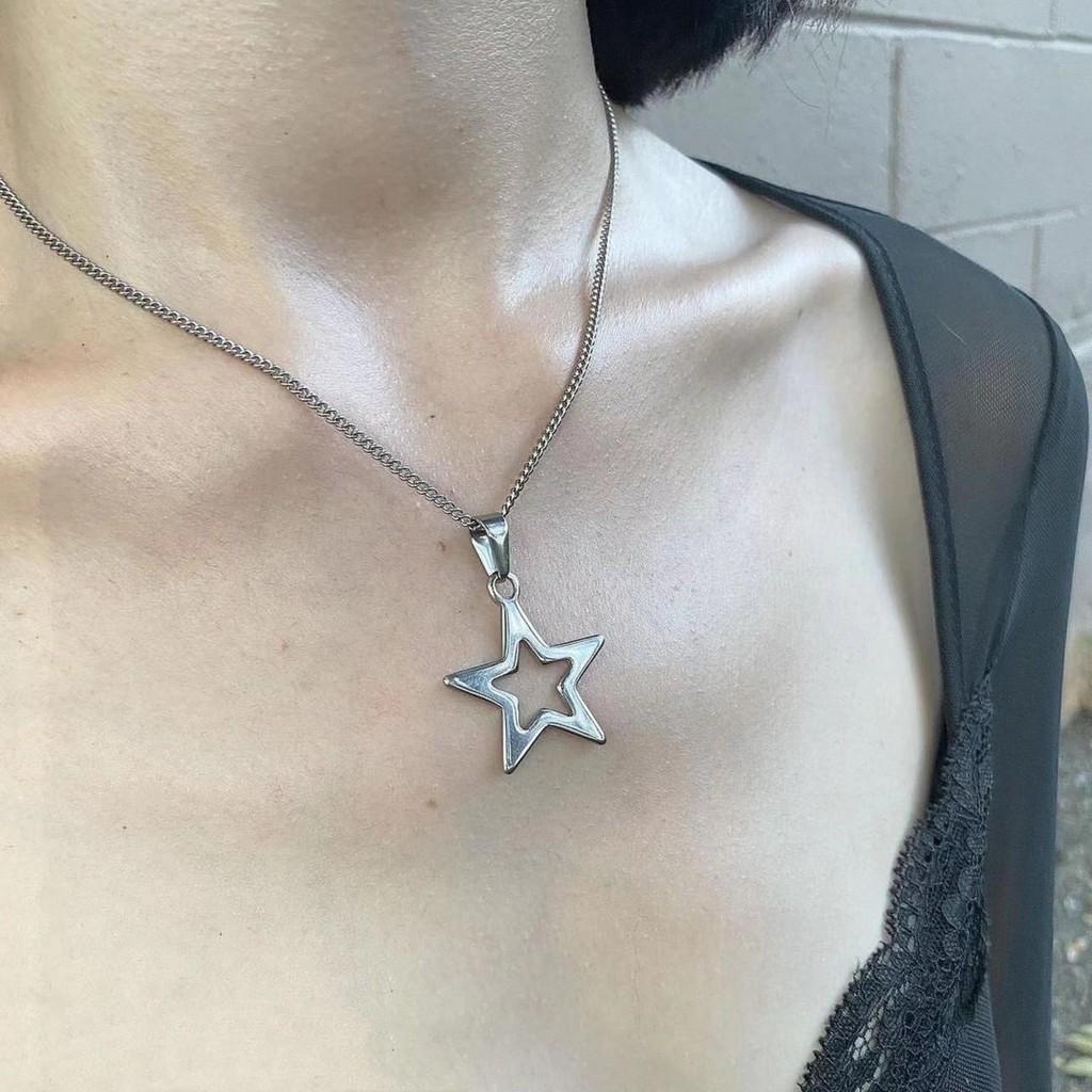No Brand Starshaped Necklace With Titanium Steel Chain For Casual Daily Wear