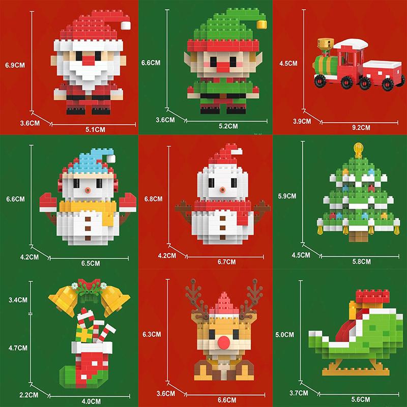 Christmas Gifts Micro Building Block Series Santa Claus Reindeer Puzzle Assembling Bricks Table Decoration Toys Children Kids