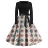 Women's Fashion Round Casual Slim Fit Christmas Print Large Swing Long Sleeve Dress